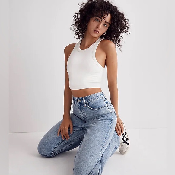 Madewell Tops - Madewell MWL Variegated Rib Crop Tank with shelf bra women’s Size XXS NWT